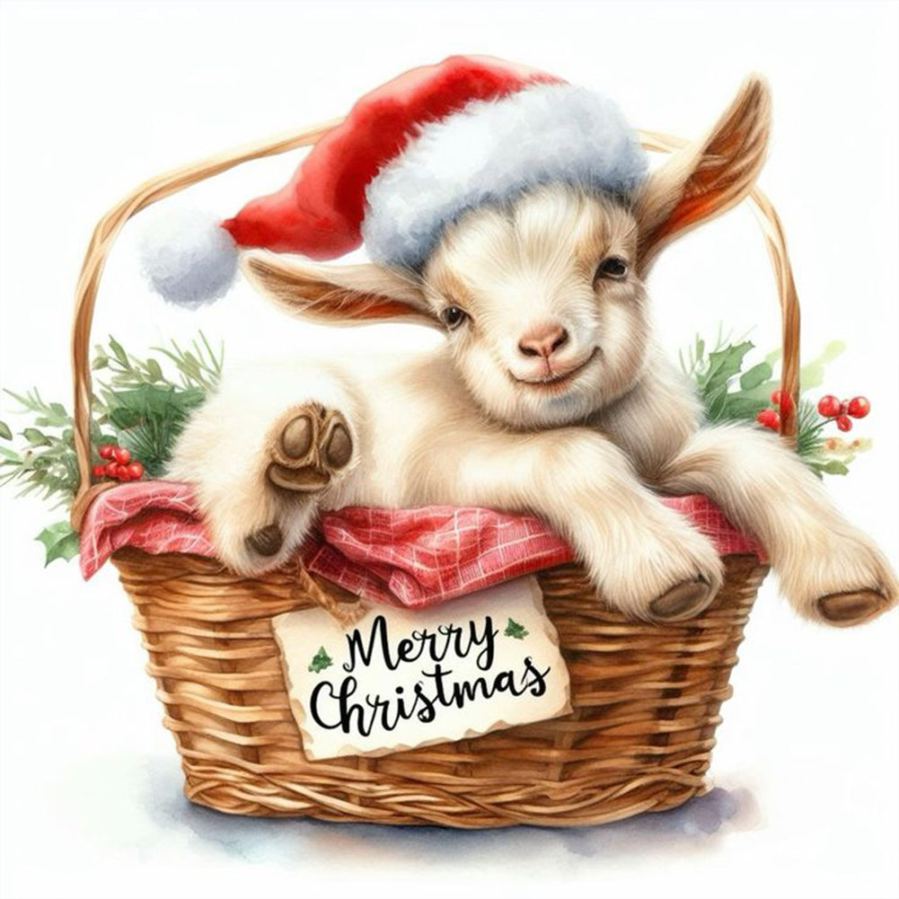 Christmas Lamb 30X30CM(Canvas) Full Round Drill Diamond Painting