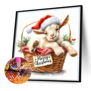 Christmas Lamb 30X30CM(Canvas) Full Round Drill Diamond Painting