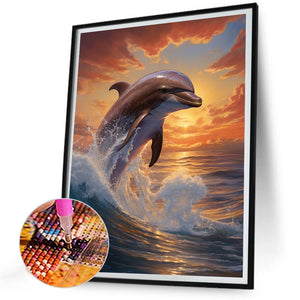 Dolphin 30X40CM(Canvas) Full Round Drill Diamond Painting