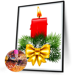 Christmas Candles 30X40CM(Canvas) Full Round Drill Diamond Painting