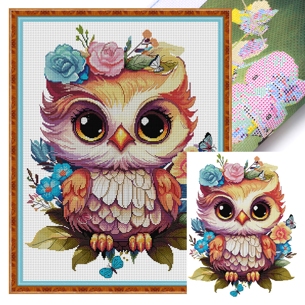 Joy Sunday Flowers And Owls (43*55CM) 14CT Stamped Cross Stitch
