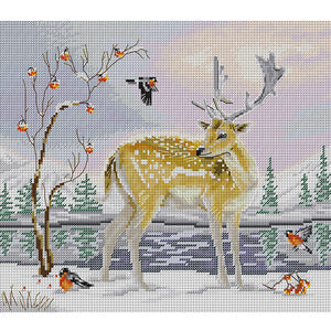 Joy Sunday Deer And Bird (35*30CM) 14CT Stamped Cross Stitch