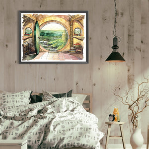 Window View 40X30CM(Canvas) Full Round Drill Diamond Painting