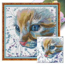 Load image into Gallery viewer, Joy Sunday Watercolor Cat (32*32CM) 14CT Stamped Cross Stitch
