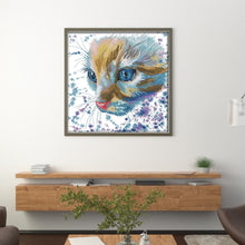 Load image into Gallery viewer, Joy Sunday Watercolor Cat (32*32CM) 14CT Stamped Cross Stitch

