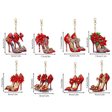 Load image into Gallery viewer, 8 PCS Red Heels Double Sided Special Shape Diamond Painting Art Keychain Pendant
