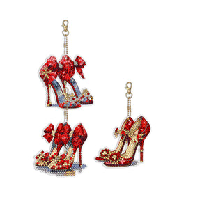 8 PCS Red Heels Double Sided Special Shape Diamond Painting Art Keychain Pendant