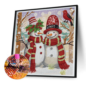 Snowman And Bird 30X30CM(Canvas) Full Partial Special Shaped Drill Diamond Painting
