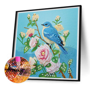 Garden Bluebird 30X30CM(Canvas) Full Partial Special Shaped Drill Diamond Painting