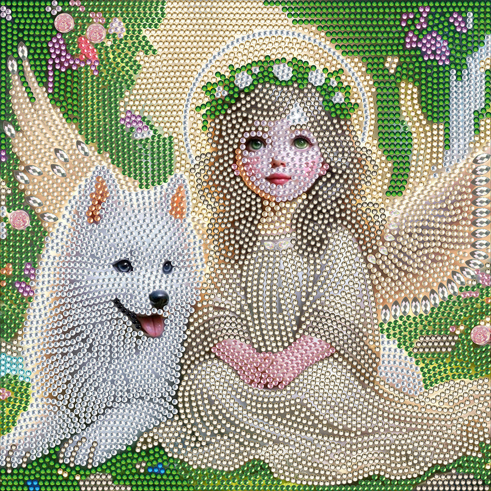 Little Angel And Wolf Cub 30X30CM(Canvas) Full Partial Special Shaped Drill Diamond Painting