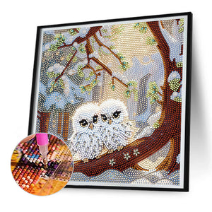 White Owl 30X30CM(Canvas) Full Partial Special Shaped Drill Diamond Painting