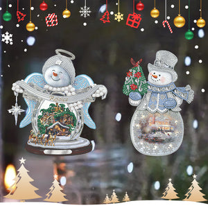 2 PCS Christmas Snowman Special Shape Diamond Painting Sticker for Boy Girl Gift