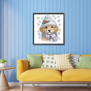 Christmas Puppy 30X30CM(Canvas) Partial Special Shaped Drill Diamond Painting