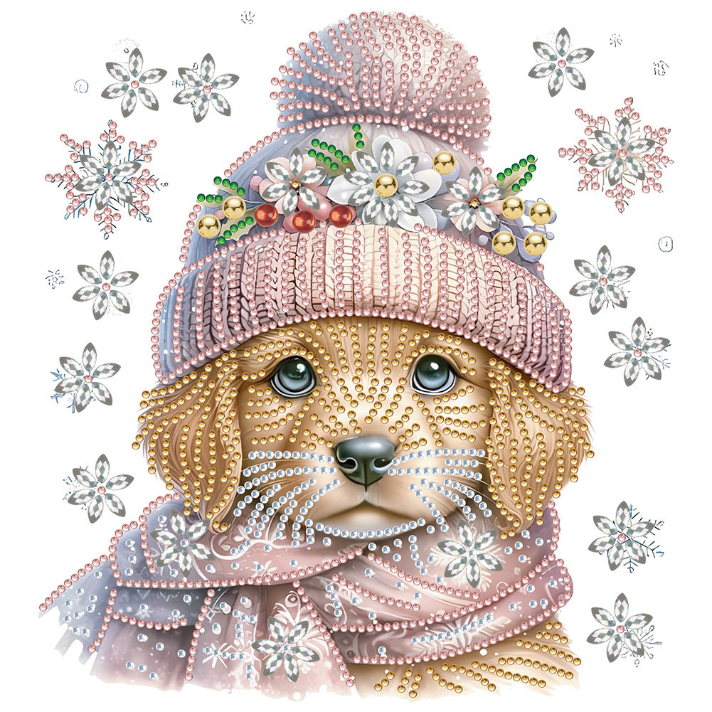 Christmas Puppy 30X30CM(Canvas) Partial Special Shaped Drill Diamond Painting