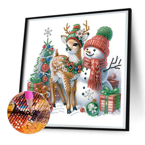 Christmas Snowman 30X30CM(Canvas) Partial Special Shaped Drill Diamond Painting