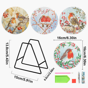 4 PCS Acrylic Lovebird Diamond Painted Placemat Thermal Insulation Placemat