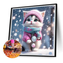 Load image into Gallery viewer, Snow Cat 30X30CM(Canvas) Full Round Drill Diamond Painting
