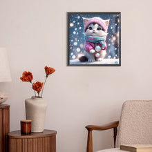 Load image into Gallery viewer, Snow Cat 30X30CM(Canvas) Full Round Drill Diamond Painting
