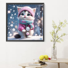 Load image into Gallery viewer, Snow Cat 30X30CM(Canvas) Full Round Drill Diamond Painting
