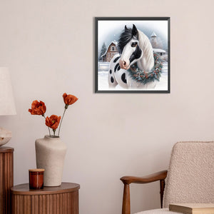 Horse In Snow 30X30CM(Canvas) Full Round Drill Diamond Painting