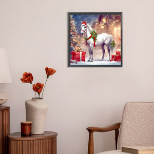 Horse In Snow 30X30CM(Canvas) Full Round Drill Diamond Painting