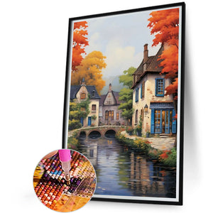 Country House 45X60CM(Canvas) Full Square Drill Diamond Painting