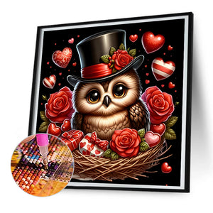 Valentine Love Owl 30X30CM(Canvas) Full Round Drill Diamond Painting