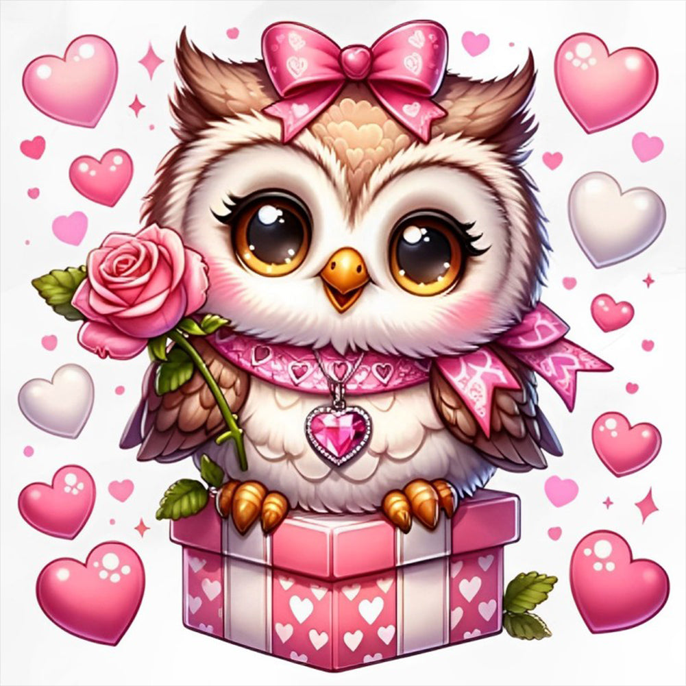 Valentine Love Owl 30X30CM(Canvas) Full Round Drill Diamond Painting