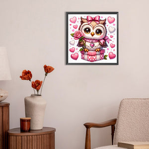 Valentine Love Owl 30X30CM(Canvas) Full Round Drill Diamond Painting