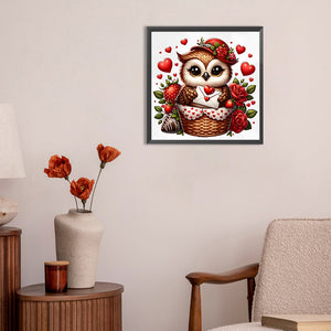 Valentine Love Owl 30X30CM(Canvas) Full Round Drill Diamond Painting