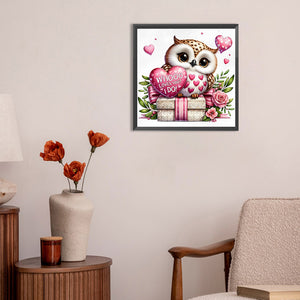 Valentine Love Owl 30X30CM(Canvas) Full Round Drill Diamond Painting