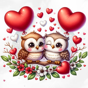 Valentine Love Owl 30X30CM(Canvas) Full Round Drill Diamond Painting