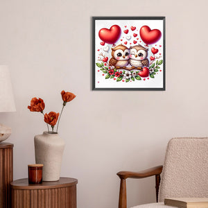 Valentine Love Owl 30X30CM(Canvas) Full Round Drill Diamond Painting