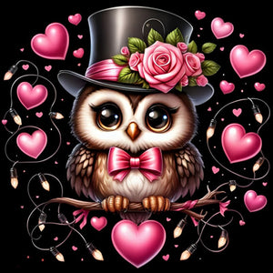 Valentine Love Owl 30X30CM(Canvas) Full Round Drill Diamond Painting