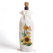 Load image into Gallery viewer, Diamond Painting Burlap Wine Bags Label Liquor Bottle Cover(Butterfly Sunflower)
