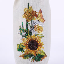 Load image into Gallery viewer, Diamond Painting Burlap Wine Bags Label Liquor Bottle Cover(Butterfly Sunflower)
