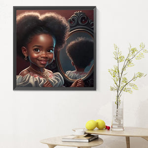 Black Girl 30X30CM(Canvas) Full Round Drill Diamond Painting