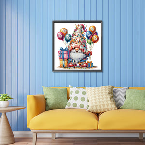 Birthday Cake Gnome 30X30CM(Canvas) Partial Special Shaped Drill Diamond Painting