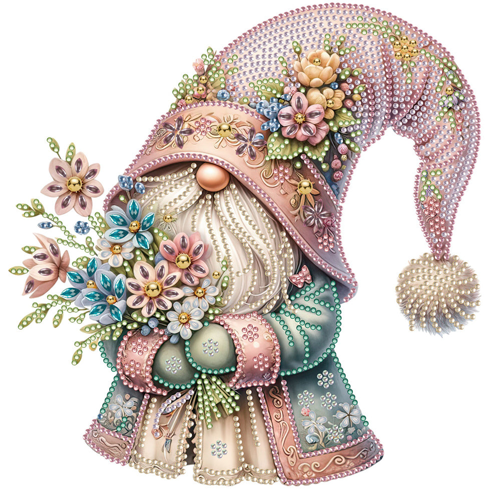 Flower Gnome 30X30CM(Canvas) Partial Special Shaped Drill Diamond Painting
