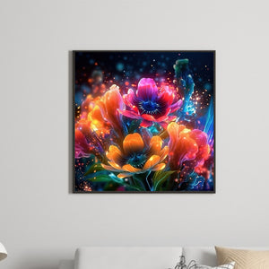 Glow-In-The-Dark Flowers 30X30CM(Canvas) Full Round Drill Diamond Painting