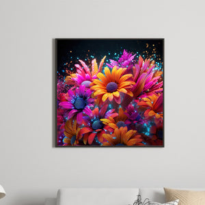 Glow-In-The-Dark Flowers 30X30CM(Canvas) Full Round Drill Diamond Painting