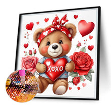 Load image into Gallery viewer, Love Rose Bear 30X30CM(Canvas) Full Round Drill Diamond Painting
