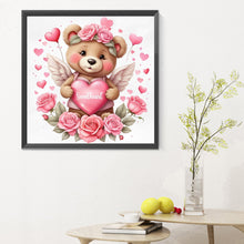 Load image into Gallery viewer, Love Rose Bear 30X30CM(Canvas) Full Round Drill Diamond Painting

