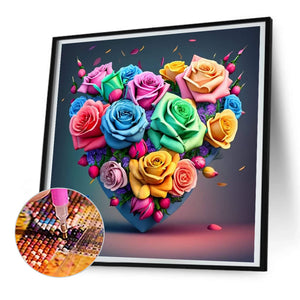 Colorful Love Roses 30X30CM(Canvas) Full Round Drill Diamond Painting