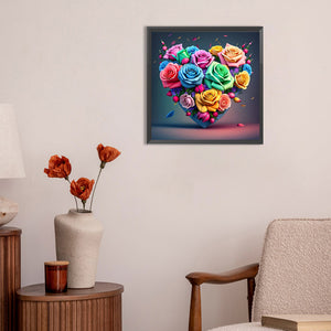 Colorful Love Roses 30X30CM(Canvas) Full Round Drill Diamond Painting
