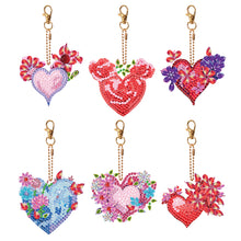 Load image into Gallery viewer, 6 PCS Double Sided Special Shape Diamond Painting Art Keychain Pendant (Heart)
