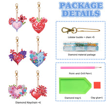 Load image into Gallery viewer, 6 PCS Double Sided Special Shape Diamond Painting Art Keychain Pendant (Heart)
