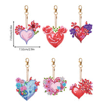 Load image into Gallery viewer, 6 PCS Double Sided Special Shape Diamond Painting Art Keychain Pendant (Heart)
