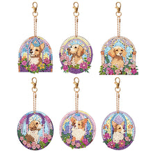 Load image into Gallery viewer, 6 PCS Double Sided Special Shape Diamond Painting Art Keychain Pendant (Dog)
