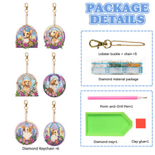 Load image into Gallery viewer, 6 PCS Double Sided Special Shape Diamond Painting Art Keychain Pendant (Dog)
